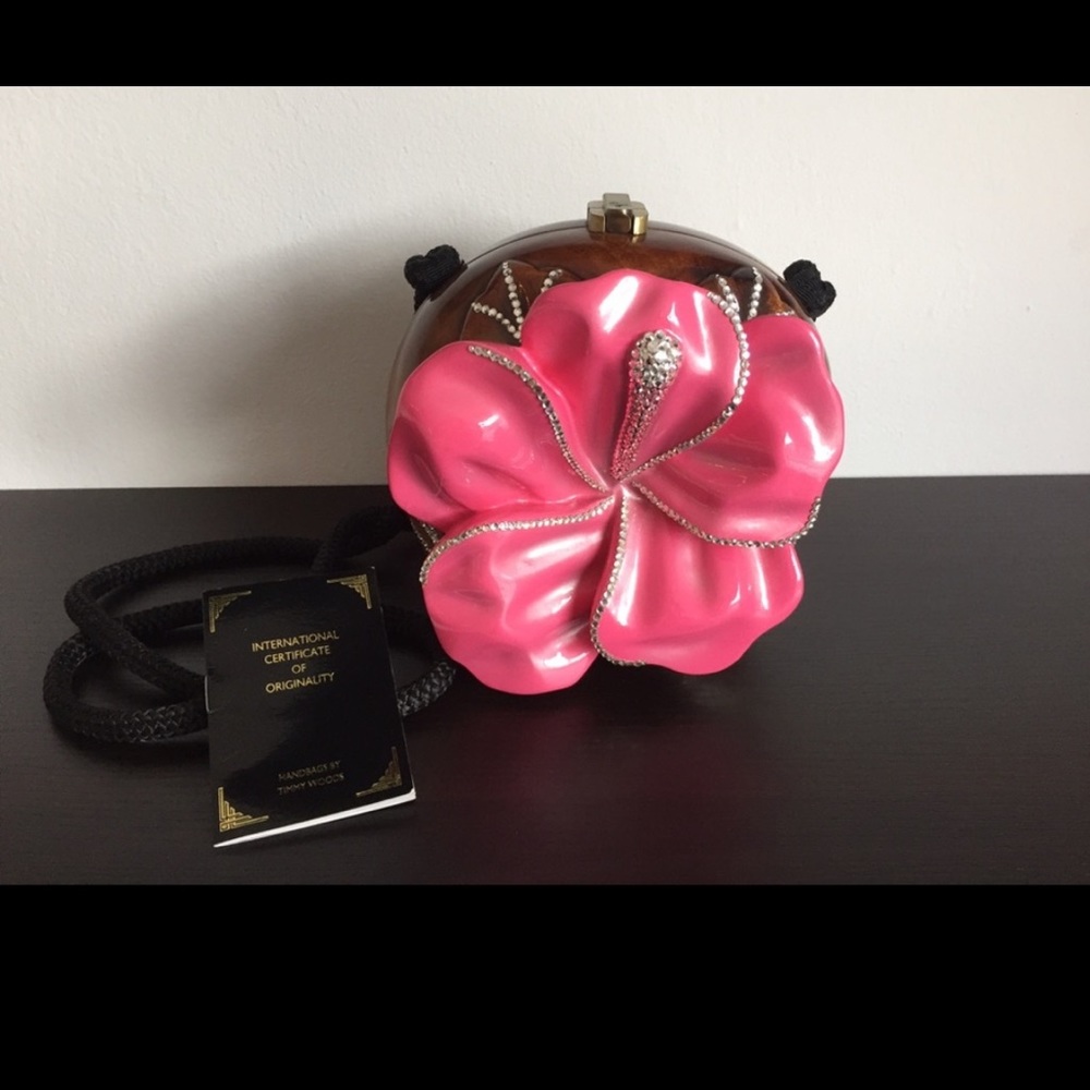 Timmy Woods Hibiscus Flower Swarovski Purse